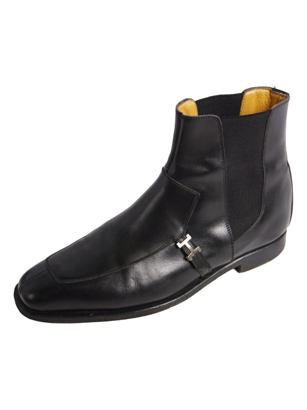 Hermes Boots Side Gore H Logo Shoes Leather Black
